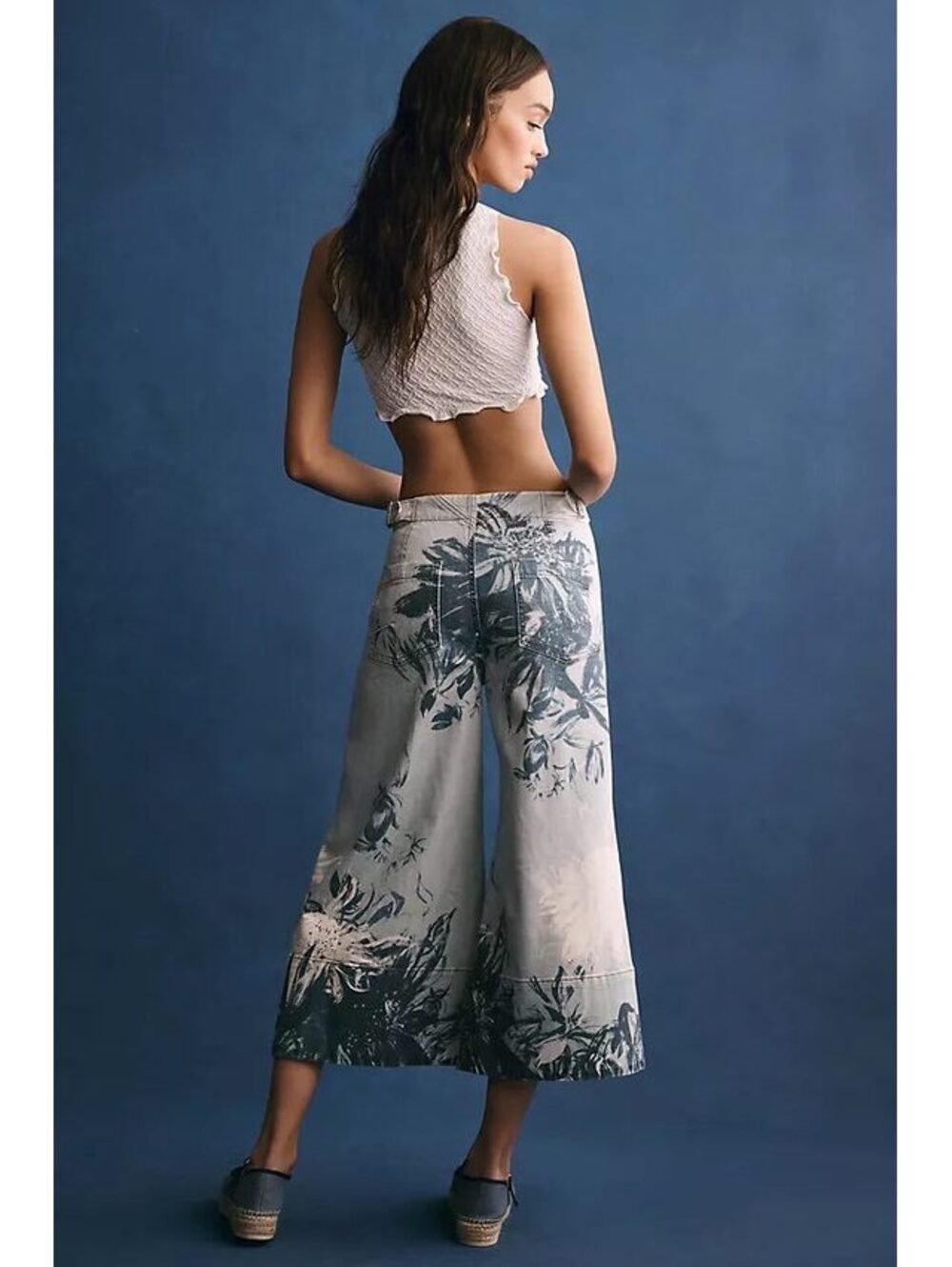 Anthropologie Pilcro Foxglove Crop Wide-Leg Floral Jeans 28 - Picture 3 of 7
